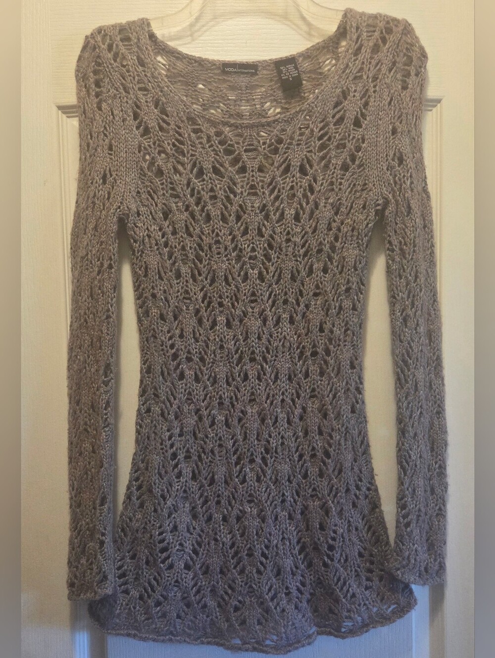 Rare Moda International Open-Knit Long Sleeve Sweater